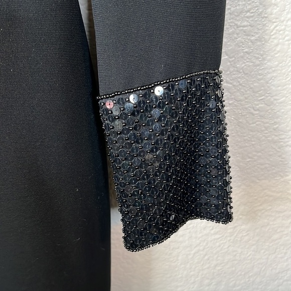 Vintage Linda Allard Ellen Tracy Black Sequin Dress Size 4 - Picture 4 of 9